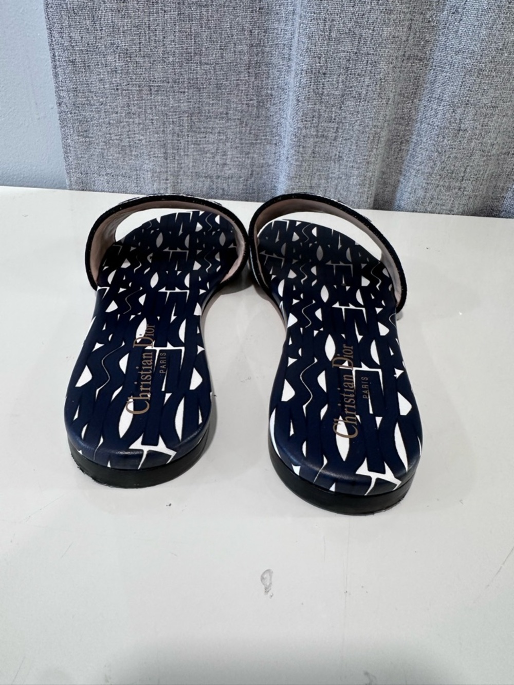 Authentic Miss Dior  DWay Slide Sandals in Navy & white. Size 38 - Picture 5 of 8